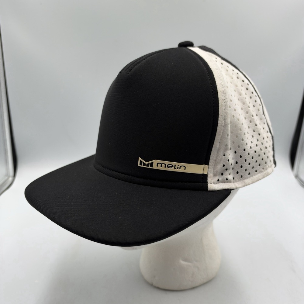 Melin Coronado Hydro Hat Cap Snapback Black White Stacked Breathable  Classic